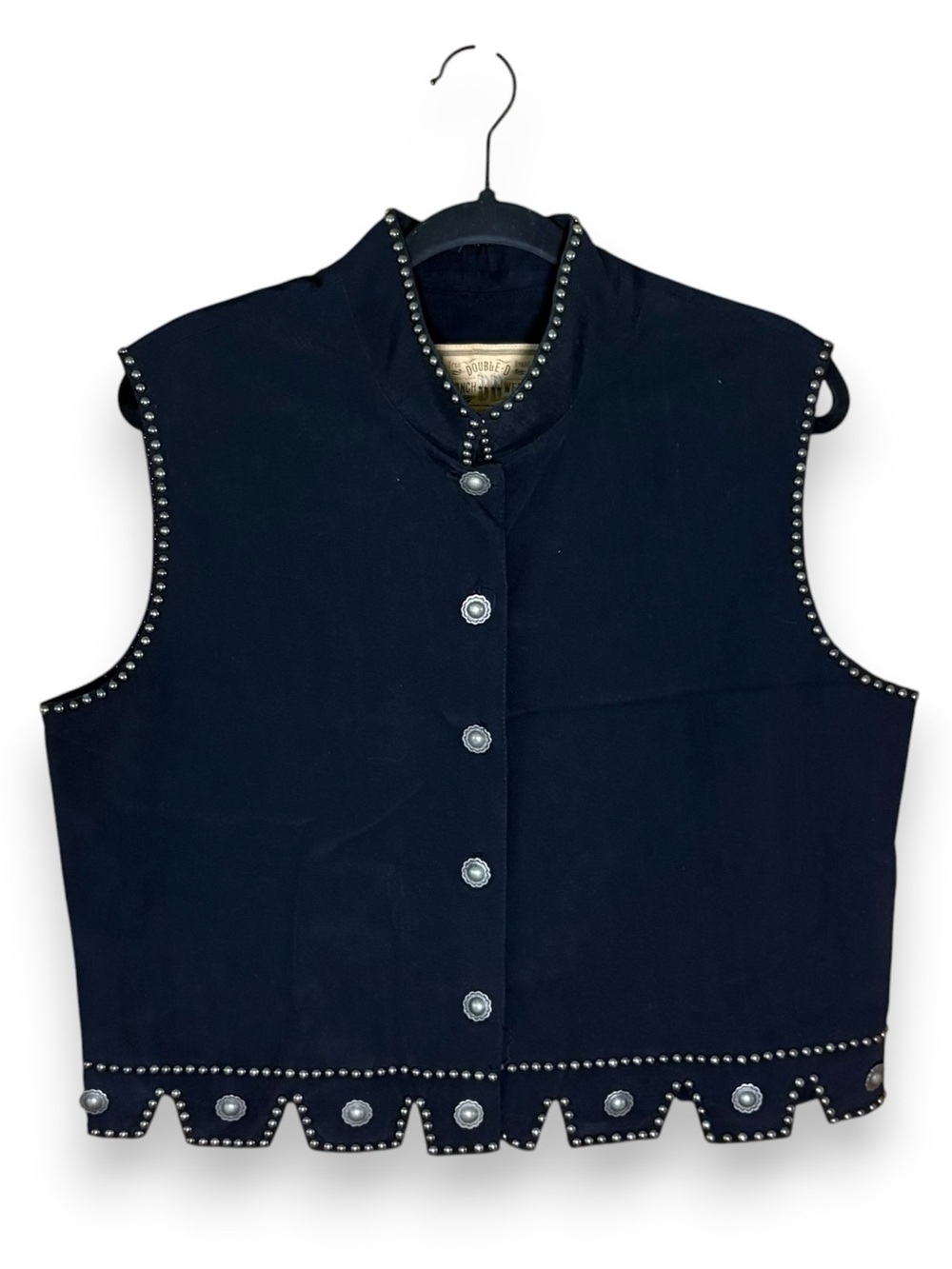 Double D Ranch Black Embellished Studded Vest Top Size Large Western Rodeo